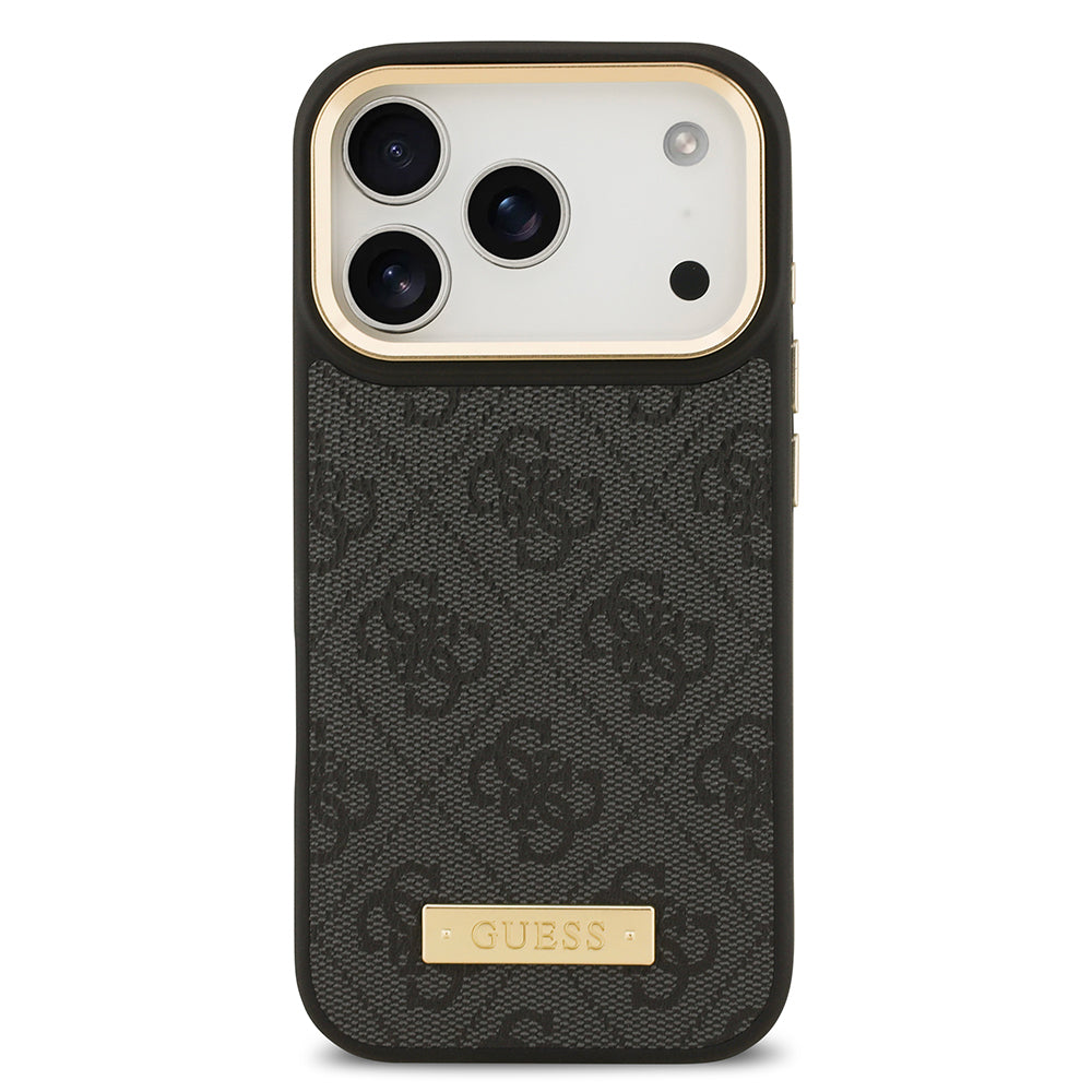Guess iPhone 17 Pro Orjinal Lisanslı M-safe Şarj Özellikli 4G Desenli PU Metal Plaka Klasik Logolu Kılıf Guess iPhone 17 Pro Orjinal Lisanslı M-safe Şarj Özellikli 4G Desenli PU Metal Plaka Klasik Logolu Kılıf